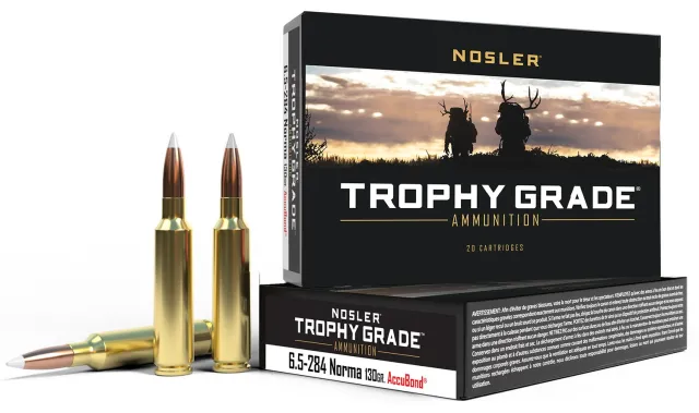 Nosler 60021 Trophy Grade 6.5x284 Norma 130 gr AccuBond Ammo 20 Per Box/ 10 Cs - Nosler - 6.5x284 Norma for sale at Bang-Bang Tactical