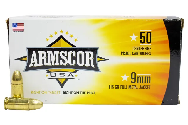 9mm Luger 115 Grain 50 Rds Armscor Ammo