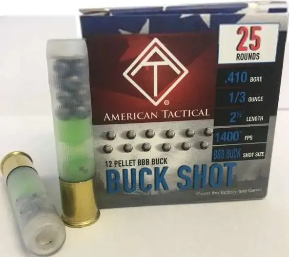 ATI .410ga Buckshot 2.5" Shotgun Shells - 12 Pellets BBB Buck 1400 fps - American Tactical Imports - .410GA
