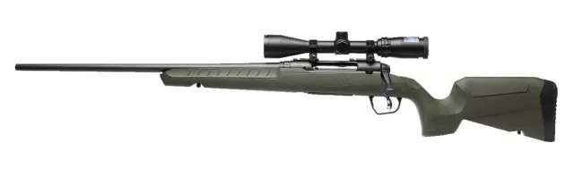 Buy Savage 32239 Axis 7mm-08 Rem Rifle, 4+1, Matte Black, Green Stock online