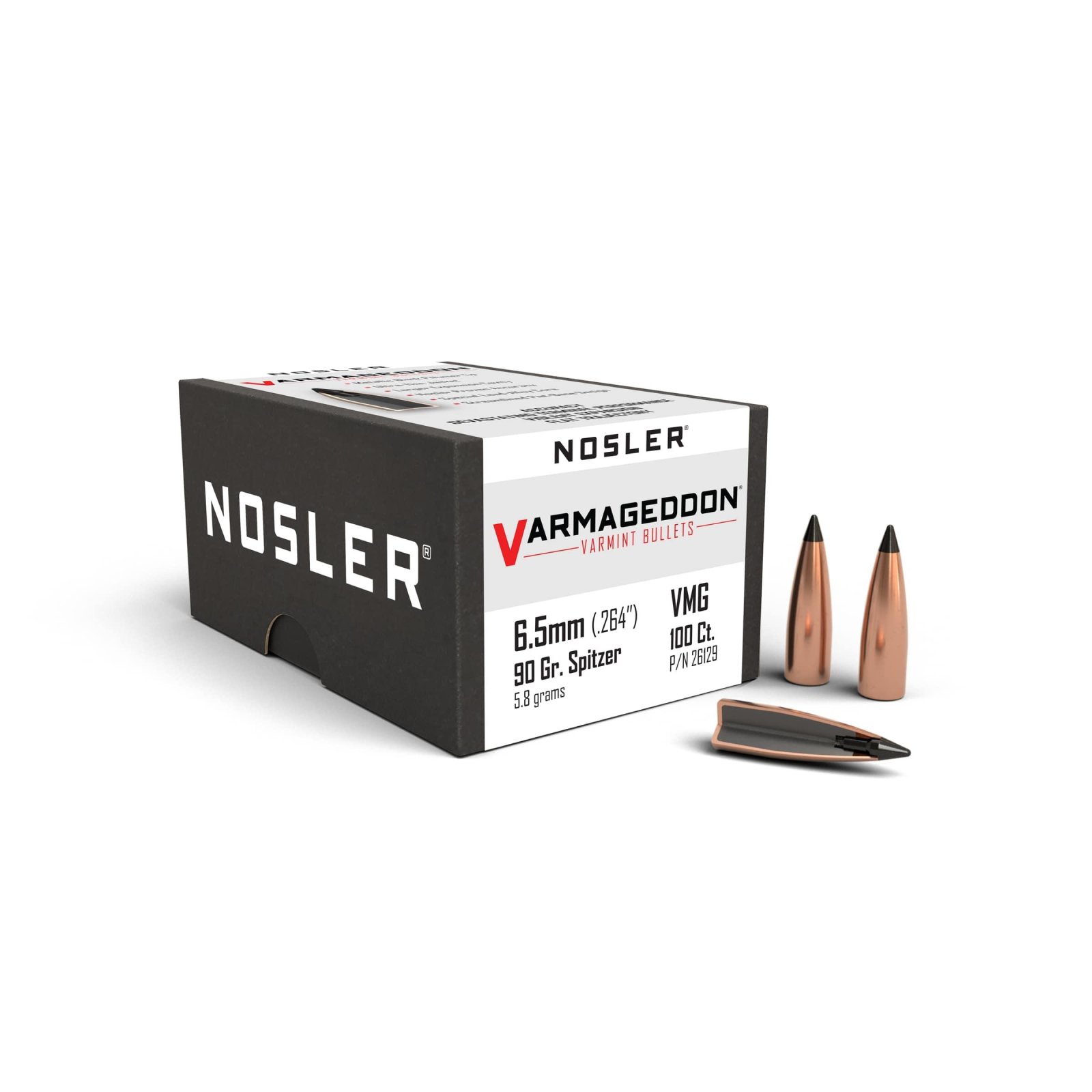 Nosler VarMageddon 6.5mm .264 90 gr Hollow Point 100 Count Bullets - Nosler - 6.5MM