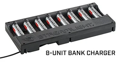 Streamlight 20221 8-Unit Bank Charger 120V/100V AC Black - Streamlight