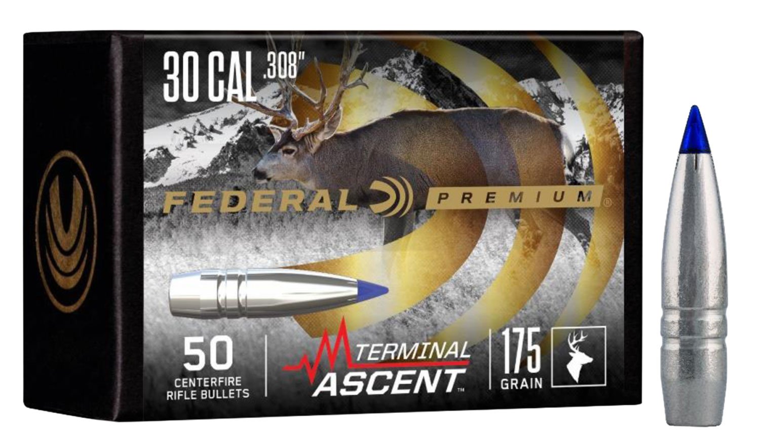 Federal PB308TA1 Premium Terminal Ascent 30Cal 175gr 50/Box - Federal Premium Ammunition - .308