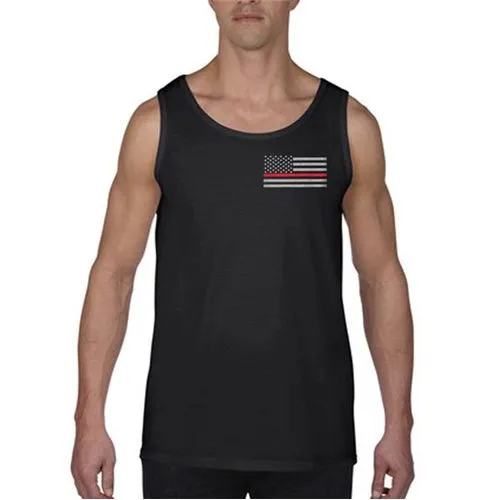 Thin Blue Line Tank Top Thin Red Line American Flag Black XXL