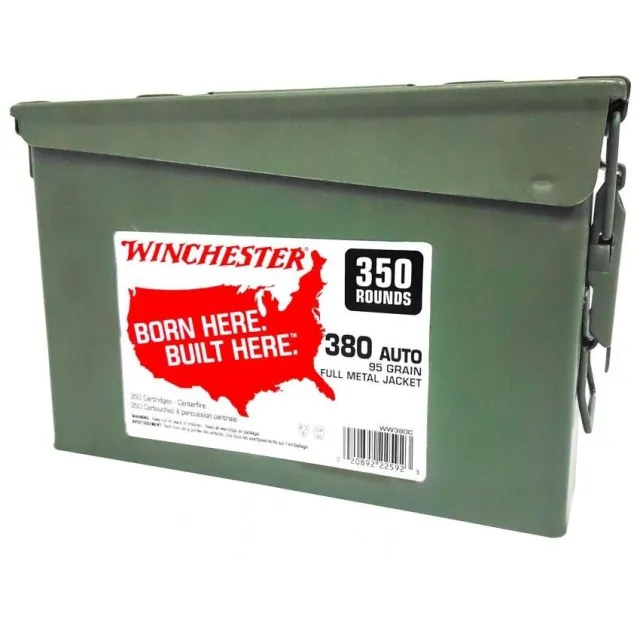 Winchester Ammo WW380C USA Target 380 ACP 95 gr Full Metal Jacket (FMJ) 350 Per Box/ 2 Cs