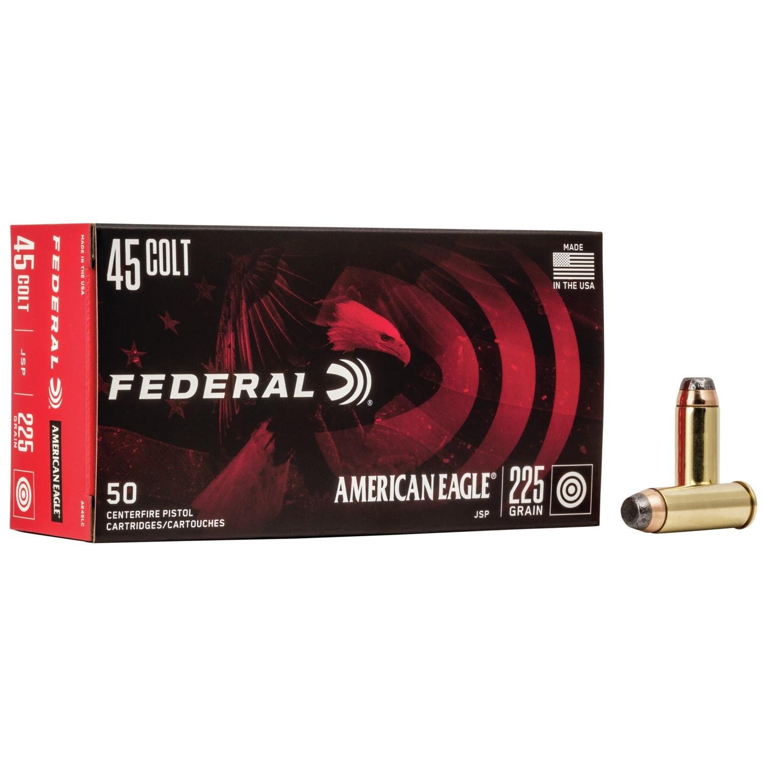 Federal AE45LC American Eagle 45 Colt 225 Grain Jacketed Soft Point 50 Roun - Federal Premium Ammunition - 45 Colt