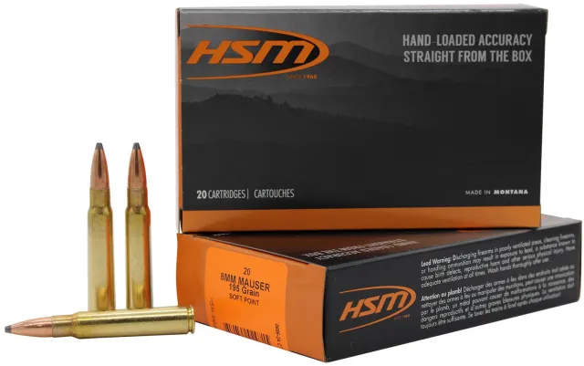 HSM 8MAUSER5N 8mm Mauser 195gr Soft Point Ammo 20/Box - HSM Ammunition - 8mm Mauser for sale at Smoke Wagon Firearms