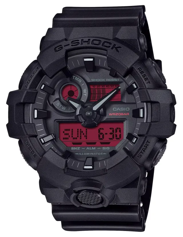 GSHOCK GA700BBR1ACR Black Red Analog Digital Watch - GSHOCK