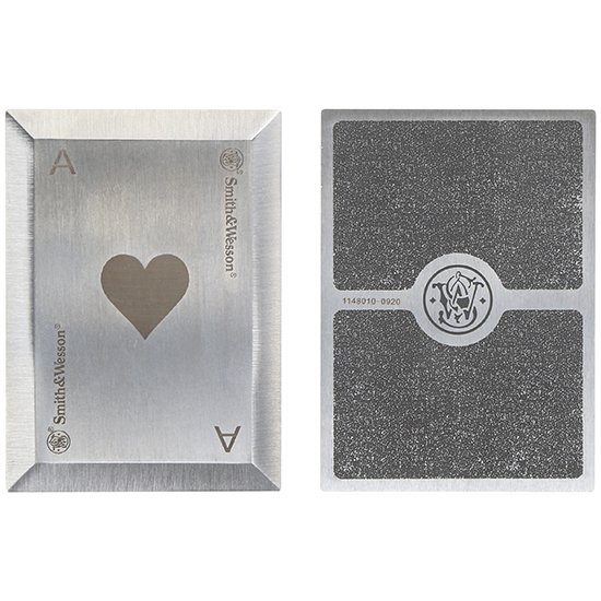 S&W Bullseye Stainless Steel Throwing Cards, 4-Pack, Laser Etched, Enhanced Grip, Nylon Sheath - BTI