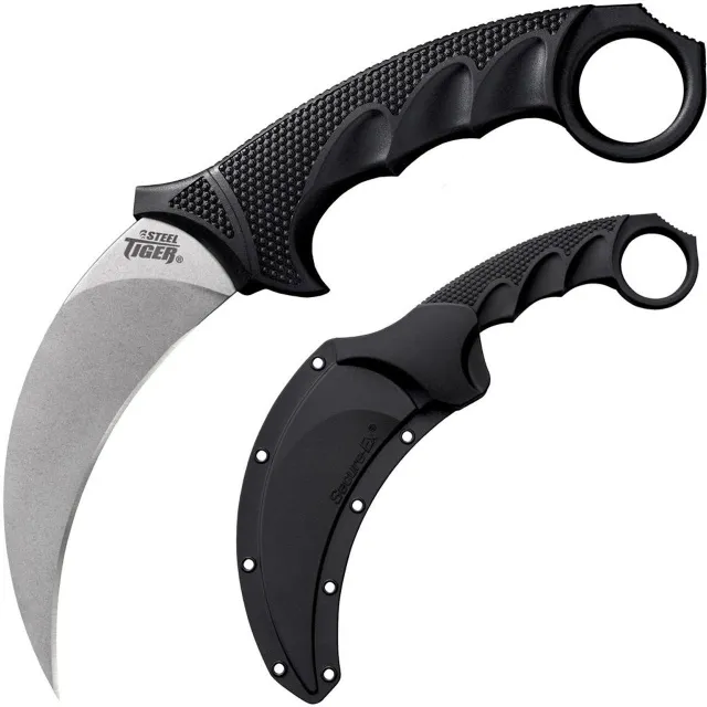 Cold Steel Tiger 4.75" Karambit Knife, Silver AUS 8A Blade, Griv-Ex Handle, Secure-Ex Sheath - Cold Steel
