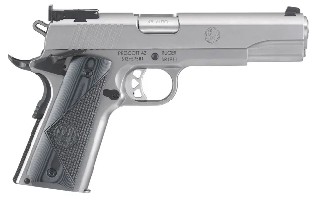 Buy Ruger 6736 SR1911 Target Pistol, 45 Auto, 8+1 Capacity, 5" Stainless Steel Barrel, Low-Glare Frame, Deluxe G-10 Grip, Bomar-Style Sights, 39oz Weight online