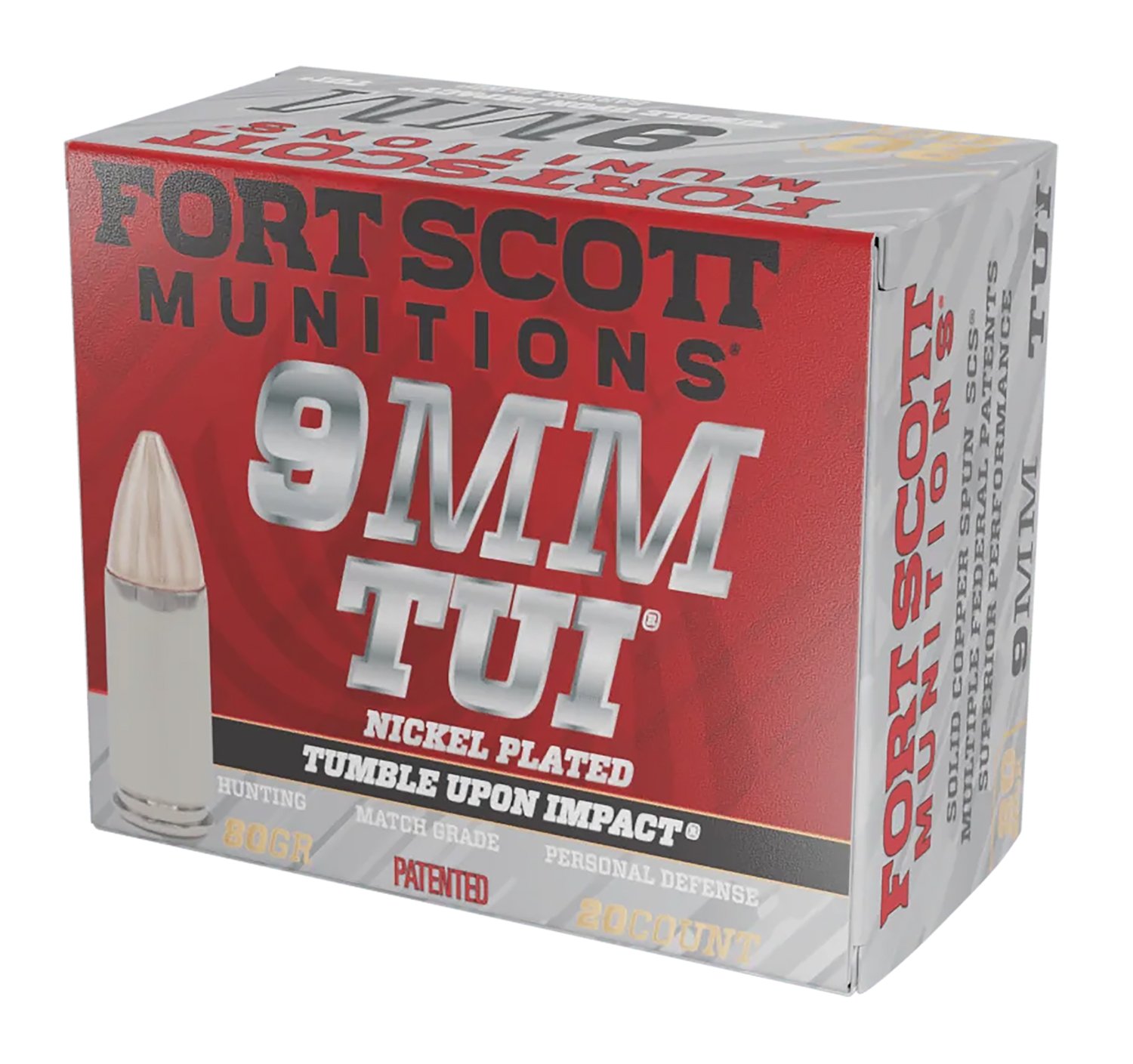 Buy Fort Scott 9MM080SCVNIC TUI 9mm 80gr Solid Copper 20rd Nickel-Plated online