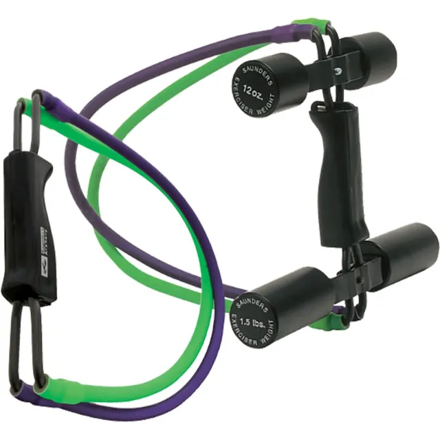 Saunders 1154 Power Pull Upper Body Conditioner, Black - Dual Band Muscle Builder with Weights - Saunders