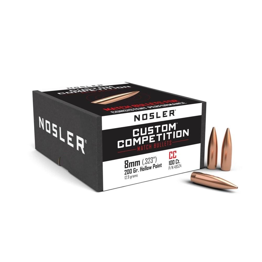 Nosler 8mm .323 Caliber Custom Competition Bullets, 200gr HPBT, 100 Count, High-Performance, Aerodynamic, USA Origin - Nosler - 8MM