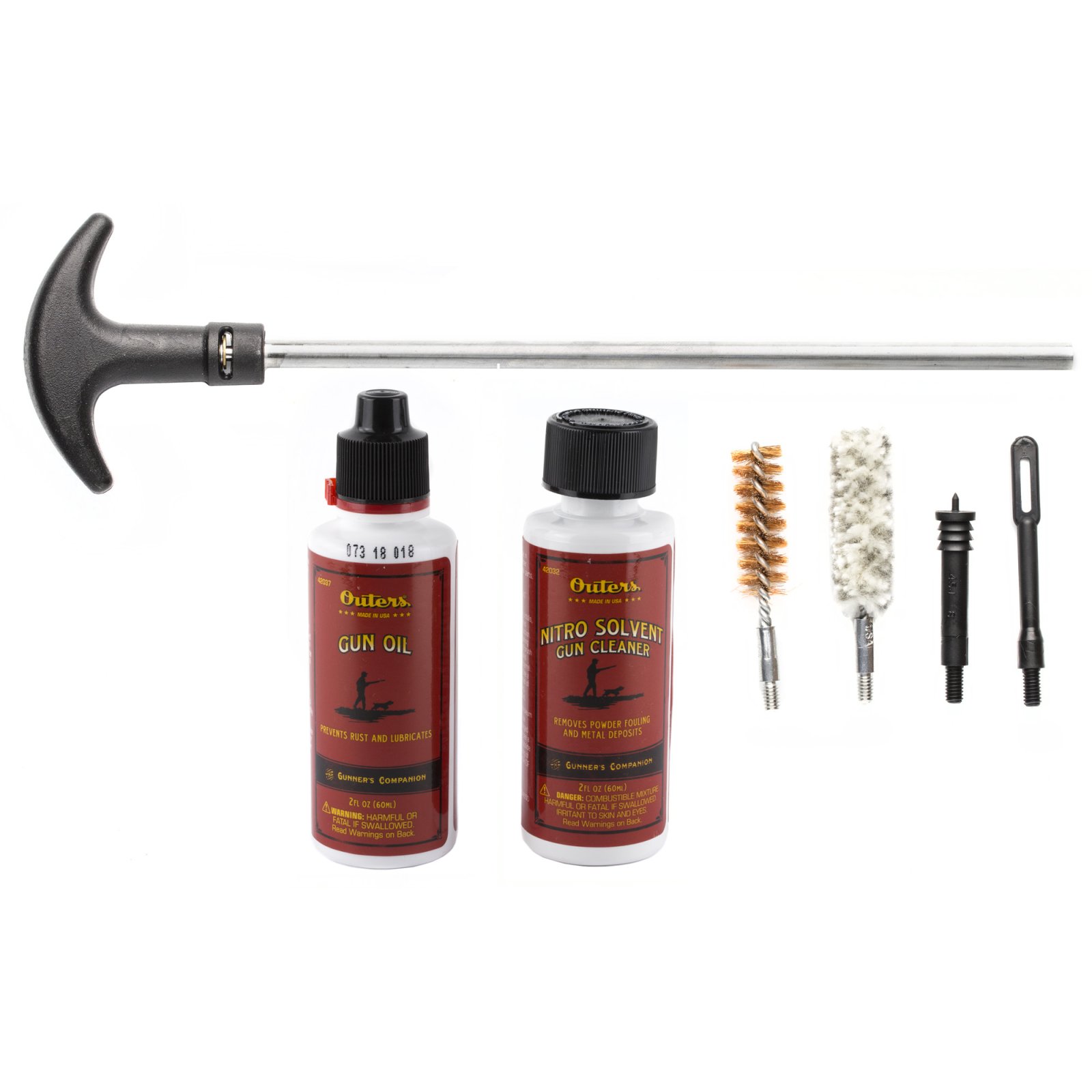 Buy OUTERS Pistol Cleaning Kit .40-.45 - Aluminum Rod, Nitro Solvent, Gun Oil - Lightweight, Phosphor Bronze, Wool Blend online