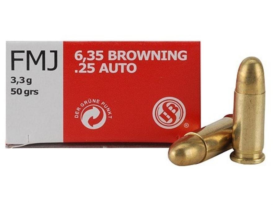 Sellier & Bellot SB25A Handgun Ammo 25 ACP 50gr FMJ 760fps 50rd - Sellier & Bellot - 25 ACP