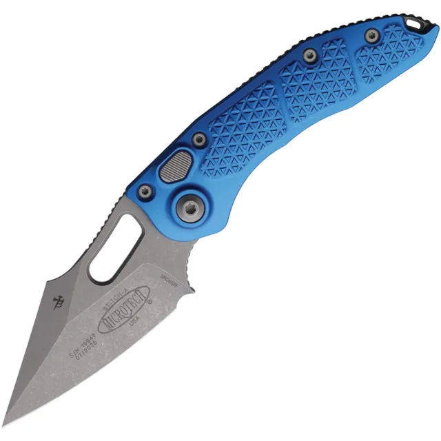 Microtech Stitch 169-10APBL 3.75 In SE APOC Blue ALU Handle - MICROTECH for sale at Iron and Lace