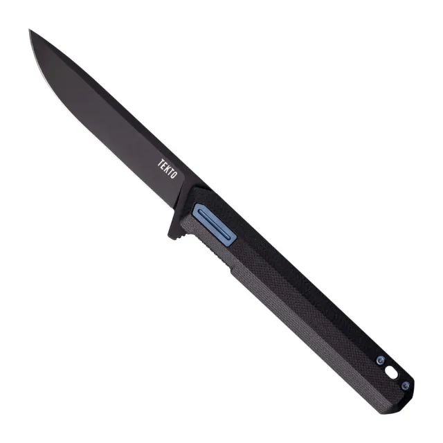 TEKTO F2RG1BKD2BK1 F2 Bravo Black G10 Handle Blue Ti Accents D2 Blade