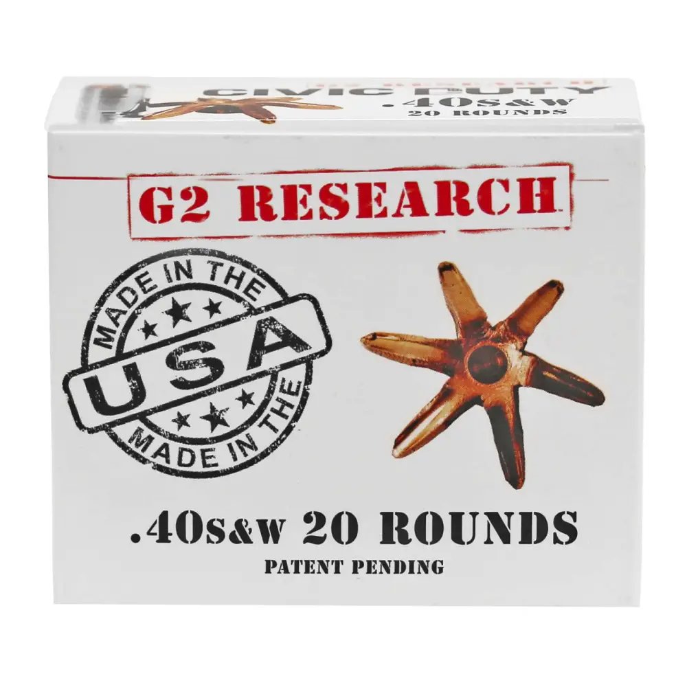 G2 Research G00620 Civic Duty 40 S&W 122gr Copper Ammo 20 Rounds - G2 Research - 40 S&W