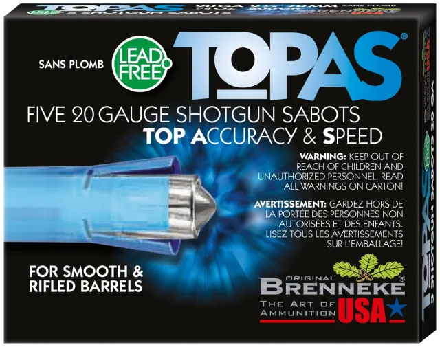 Brenneke SL-202TOPN Topas Sabot 20 Ga 3/4 oz 2.75" 5 Rounds 1608 FPS