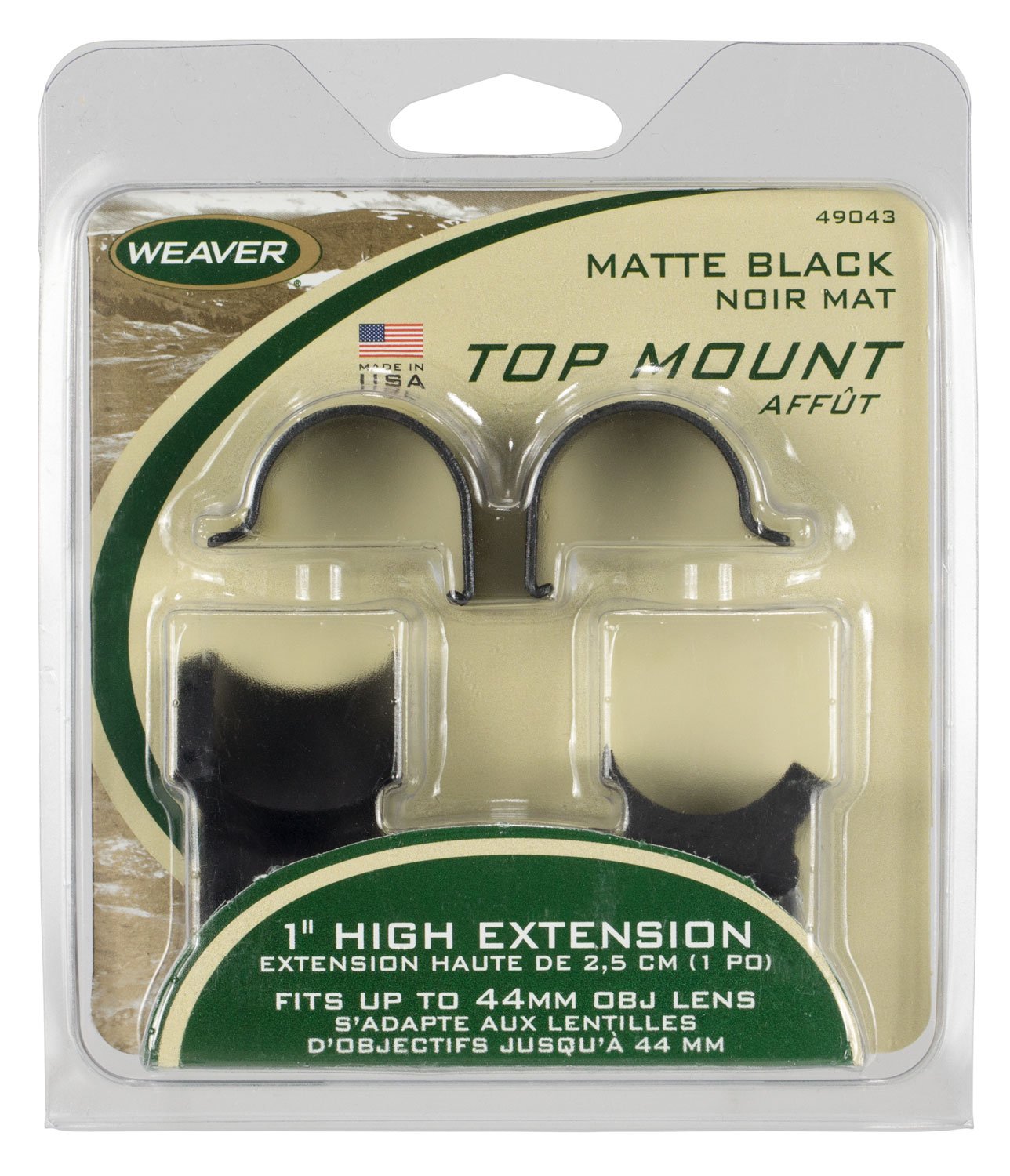 Weaver Detachable Extension Top Mount Matte 1 in Ring High 0.75 inch Adj... - Weaver - 1"