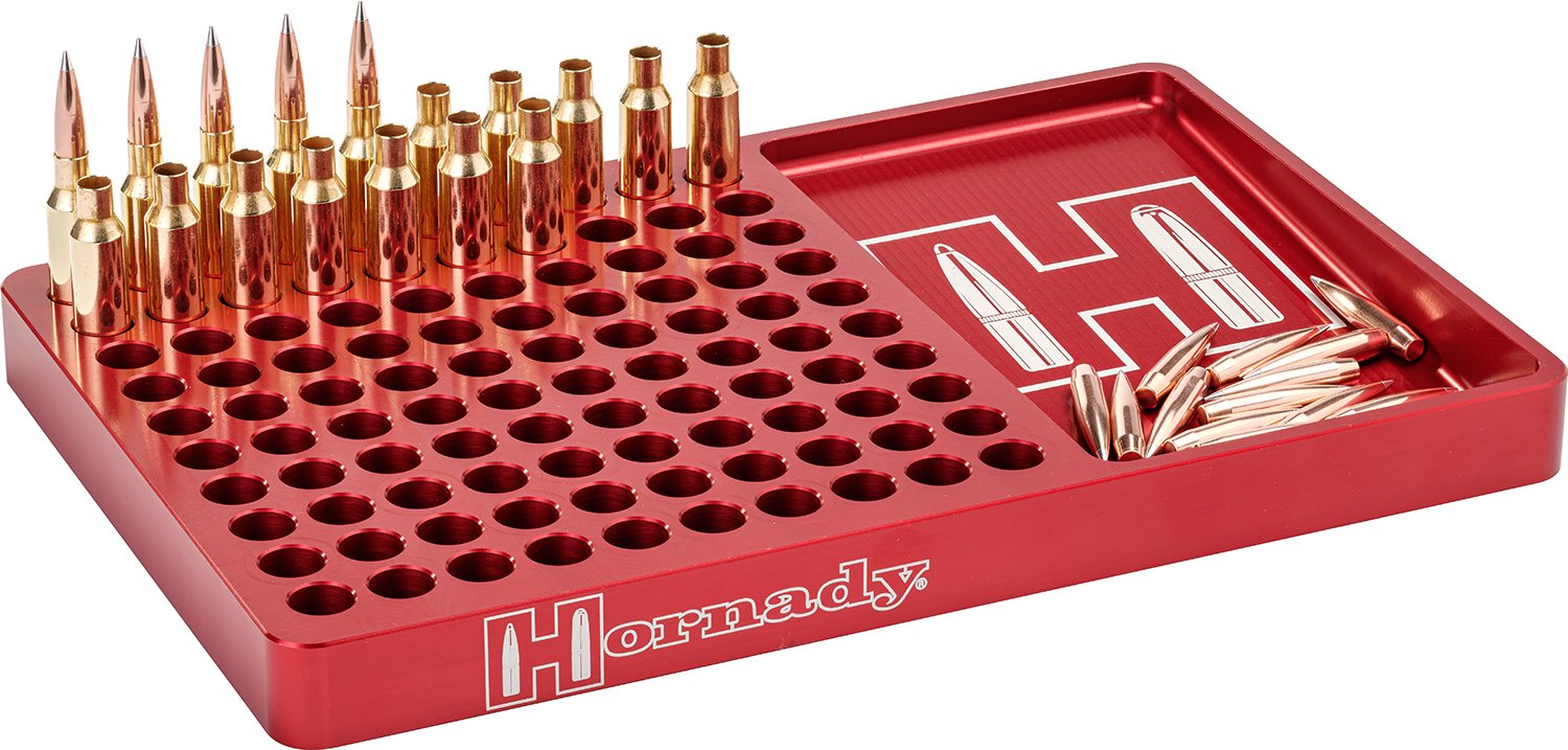 Hornady 480043 Reloading Block Red Aluminum 100rd 308 Win/6.5 Creedmoor - Hornady - 308 WIN/6.5 CREEDMOOR