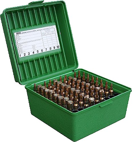 MTM Case-Gard R10010 Deluxe Ammo Box 100 Round Green Polypropylene - MTM Case-Gard - 243 Winchester