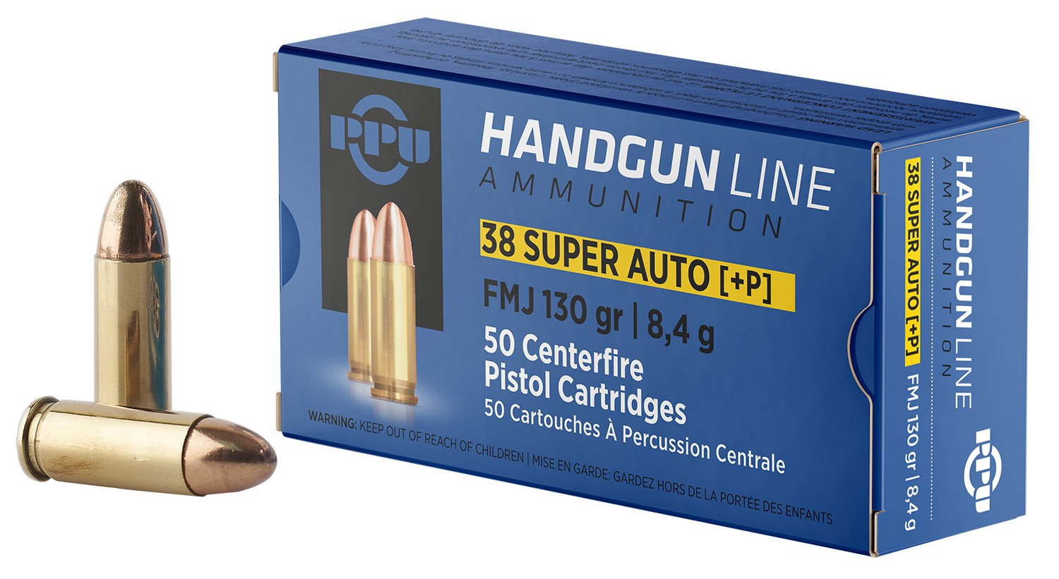Prvi Partizan PPH38SU 38 Super +P 130gr Full Metal Jacket 50 Box - Prvi Partizan - 38 Super