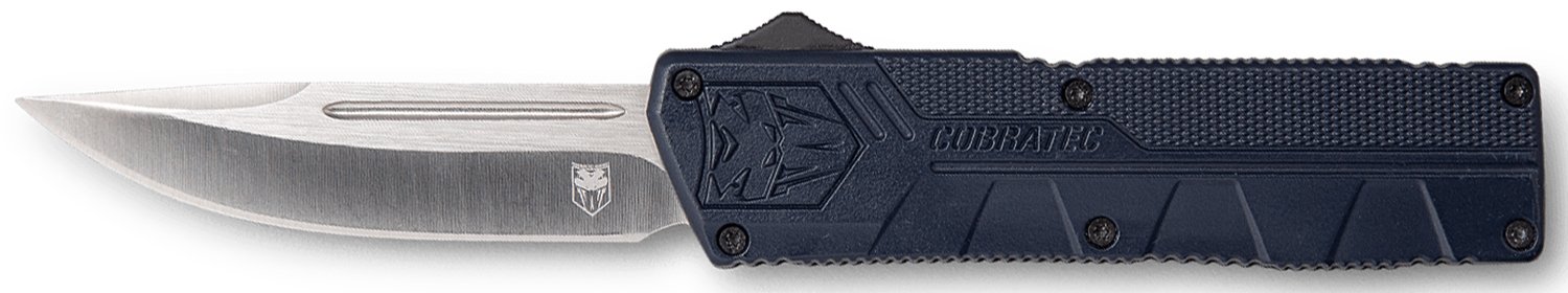 CobraTec NYCTLWDNS 3.25" D2 Steel OTF Knife, NYPD Blue Aluminum Handle - CobraTec Knives