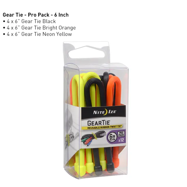 Nite-Ize Gear Tie ProPack 6 12-Pack Assorted Colors Reusable Flexible - Nite-Ize