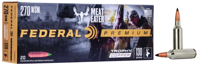 Federal Premium Trophy Copper P270WSMTC1 270 WSM 130gr 20/ct Brass - Federal Premium Ammunition - 270 WSM