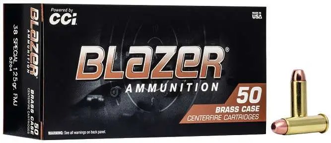 CCI Blazer Brass .38 Special 125 Grain FMJ Flat Nose 50rd Box Ammo (5204) - CCI - 38 Spl