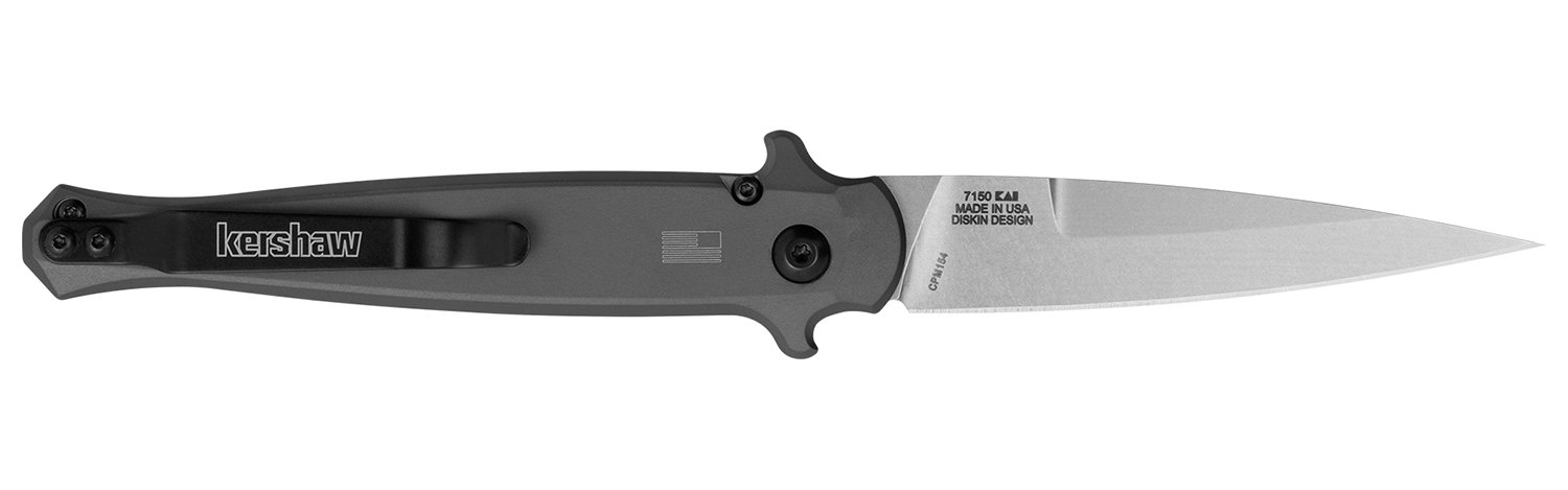 Kershaw 7150 Launch 8 Stiletto 3.5" CPM154 Gray Handle Carbon Fiber Inlay - Kershaw