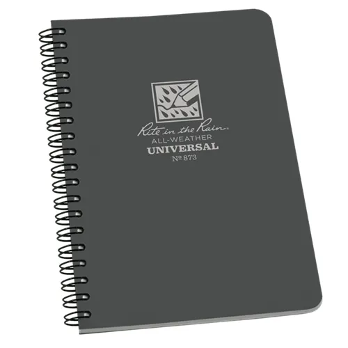 Rite In The Rain 873 Polydura Side-Spiral Notebook 4.875x7in Gray