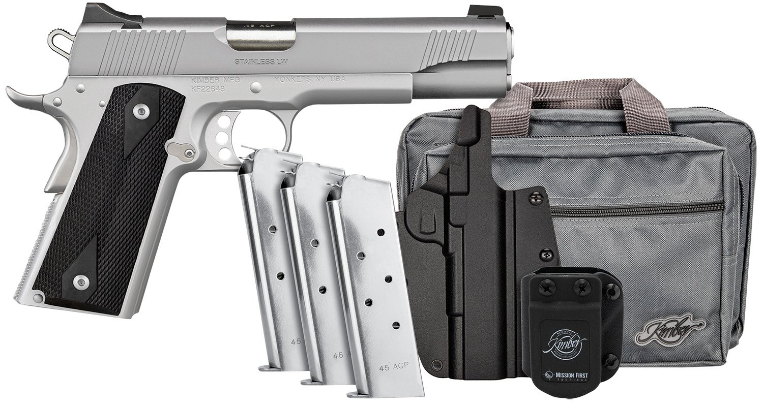 Buy Kimber 1911 LW 45ACP SS Club Bundle with Tactical Holsters & Range Bag - 7rd Magazines online