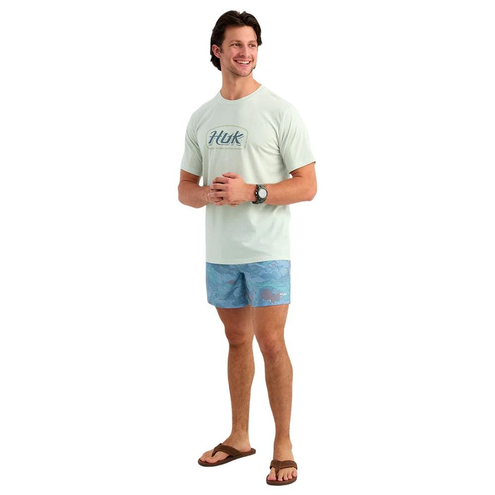 Buy HUK Script Short Sleeve Tee Pale Algae Heather S Quick-Dry online