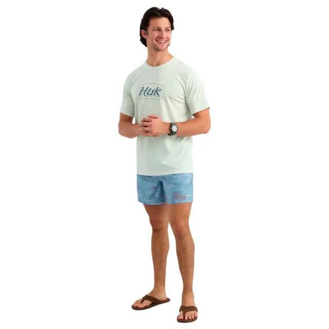 Buy Huk Script Short Sleeve Tee Pale Algae Heather 2XL online