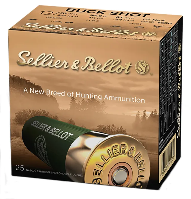 Sellier & Bellot SB12BSB 12GA 2.75In 27Pellets #4 Buck 25Rd - Sellier & Bellot - 12 Gauge