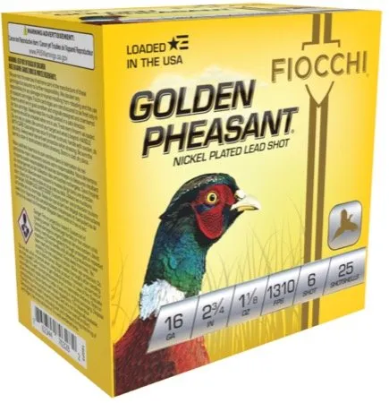 Fiocchi 16GP6 Golden Pheasant 16 Gauge Lead Ammunition 1310FPS 2.75" 1 1/8 oz 6 Shot 25 Rounds - Fiocchi - 16 Gauge