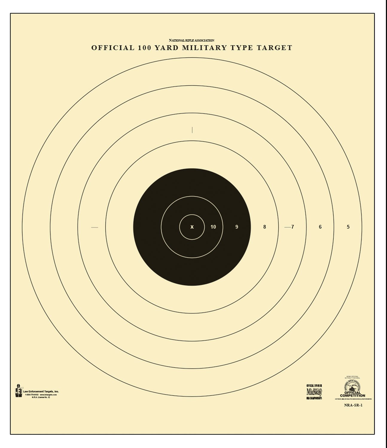Buy Action Target SR1100 100-Yard Military Bullseye Target 21"x21" 100/Box online