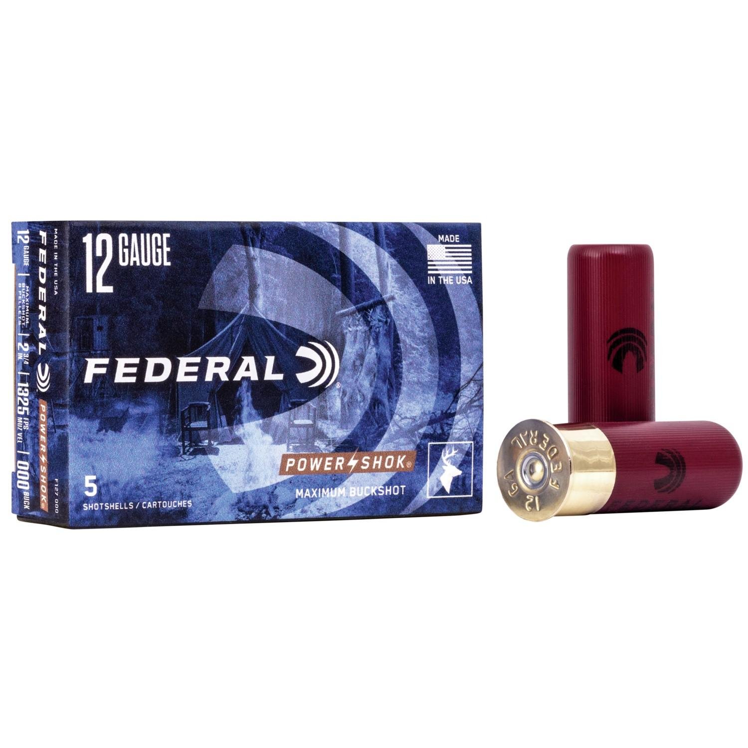 Federal F127000 Power-Shok Magnum 12 Gauge 2.75" 8 Pellets 000 Buck Shot 5 Per Box/ 50 Cs - Federal Premium Ammunition - 12 Gauge for sale at Keys Gun Shop