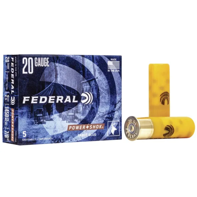 Federal F203SS2 Power-Shok Shotshell 20 Gauge 2.75" 7/8 oz Sabot Slug Shot 5 Per Box/ 50 Cs - Federal Premium Ammunition - 20 Gauge