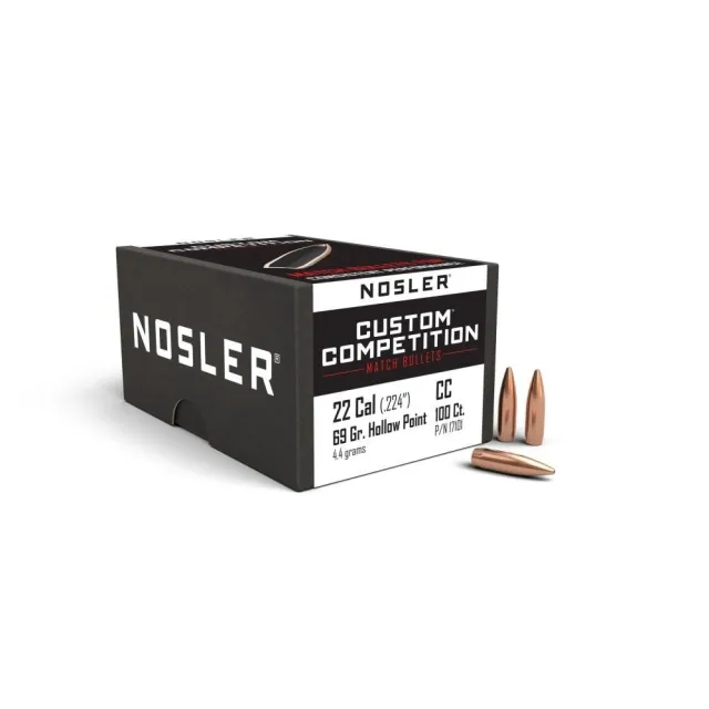Nosler Custom Competition .22 Caliber 69 Grain HPBT Bullet - Nosler - 22 CALIBER