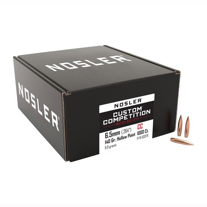 Nosler Custom Competition 6.5mm Hollow Point Boat Tail Bullets - 140 Grain, 1000 Quantity, 0.529 BC - Nosler - 6.5MM