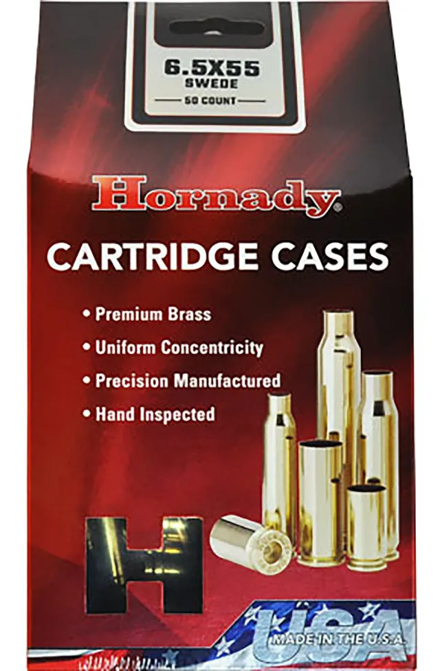 Hornady 86263 6.5x55 Swedish Unprimed Brass Cases 50 Count - Hornady - 6.5 x 55 mm Swed