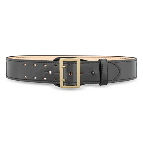 Dutyman Sam Browne 2-1/4 In High-Gloss 2-Row Stitch Duty Belt Gold Buckle