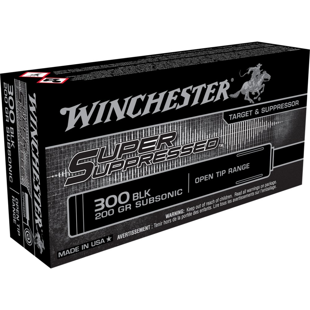 Winchester Ammo SUP300BLK Super Suppressed Target 300 Blackout 200 gr Open Tip Range 20 Per Box/ 10 Cs - Winchester - 300 Blk