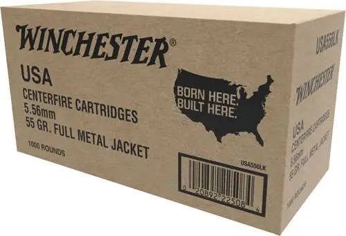 Winchester Ammo WM1931000 USA 5.56x45mm NATO 55 gr 3270 fps Full Metal Jacket (FMJ) 1000rds (Sold by Case) - Winchester - 5.56 mm NATO