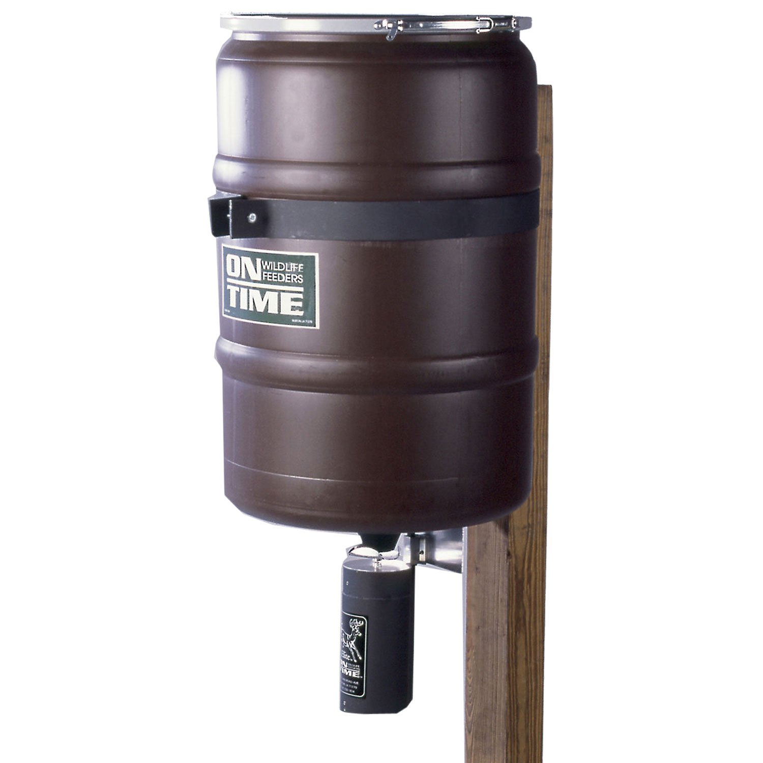 On Time Wildlife Feeders 50003 Elite Lifetime Fish Feeder 25 Gal Steel Band - On Time Wildlife Feeders - 25 GALLONS