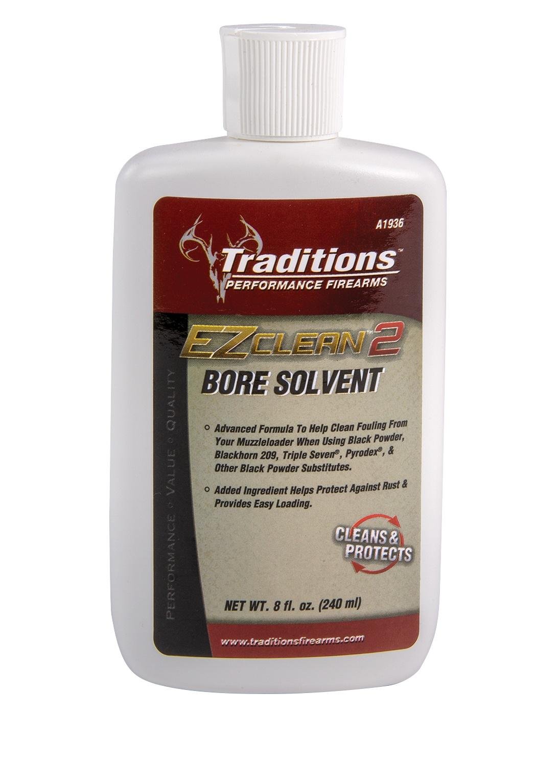 Traditions EZ Clean 2 Bore Solvent A1936 Against Fouling/Rust 8 oz Squeeze Bottle - Traditions Performance Firearms - 8 OZ